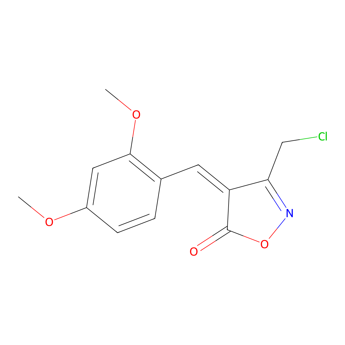 (4E)-3-(chloromethyl)-4-(2,4-dimethoxybenzylidene)isoxazol-5(4H)-one molecular structure, CAS 1142199-04-9