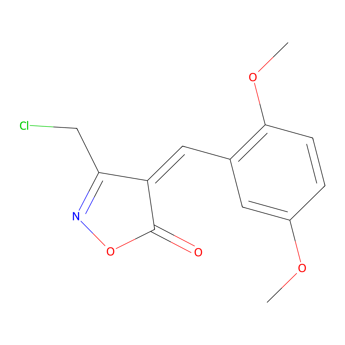 (4E)-3-(chloromethyl)-4-(2,5-dimethoxybenzylidene)isoxazol-5(4H)-one molecular structure, CAS 1142199-06-1