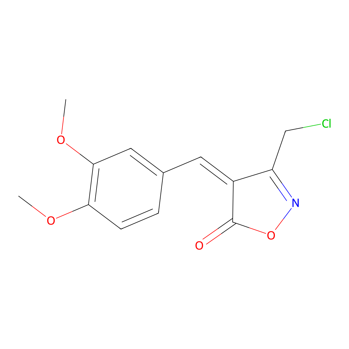 (4E)-3-(chloromethyl)-4-(3,4-dimethoxybenzylidene)isoxazol-5(4H)-one molecular structure, CAS 1142199-09-4