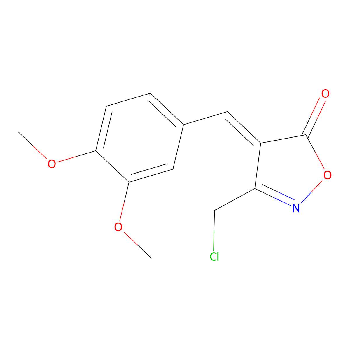 (4E)-3-(chloromethyl)-4-(3,4-dimethoxybenzylidene)isoxazol-5(4H)-one molecular structure, CAS 1142199-09-4