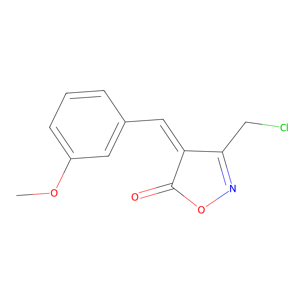 (4E)-3-(chloromethyl)-4-(3-methoxybenzylidene)isoxazol-5(4H)-one molecular structure, CAS 1142199-16-3