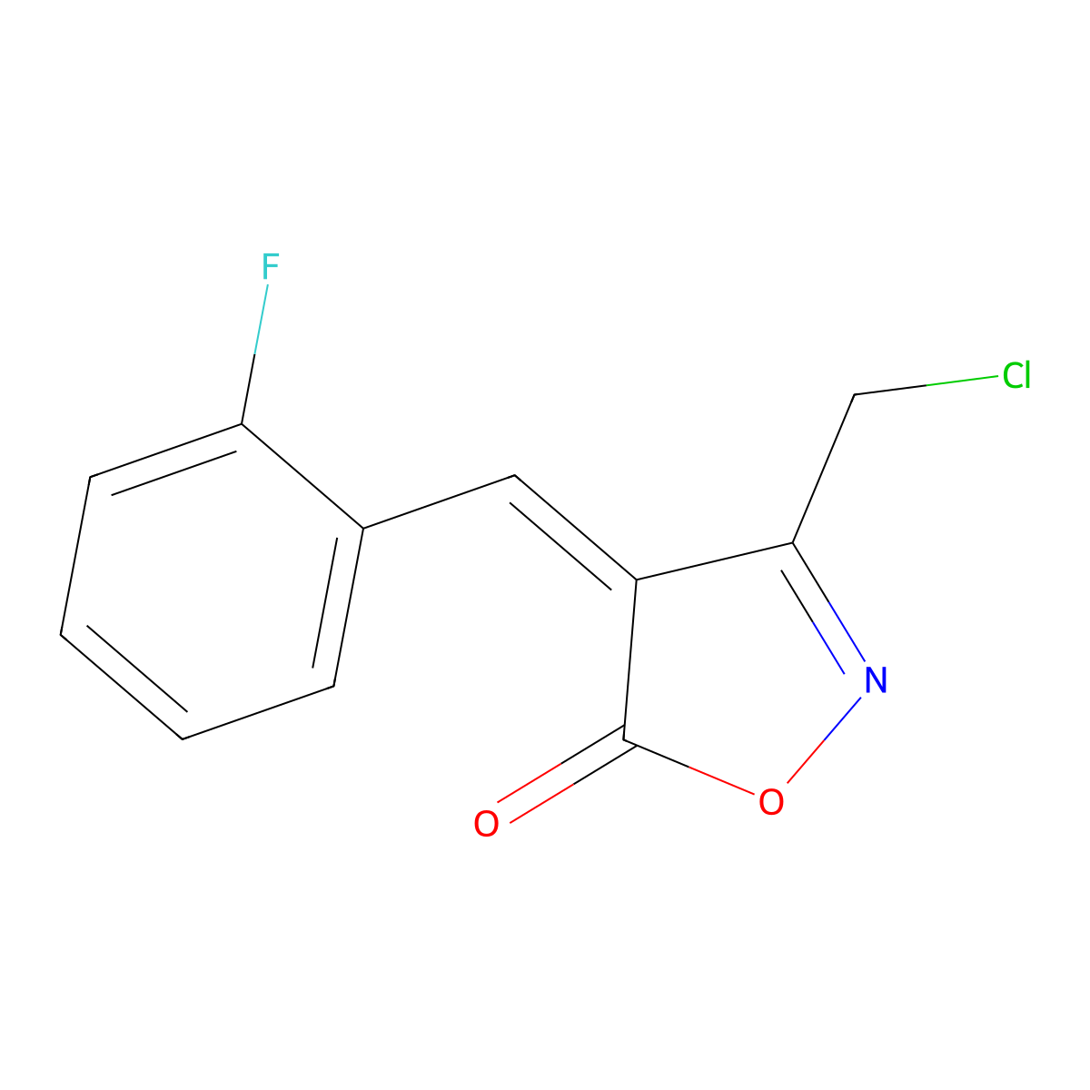 (4E)-3-(Chloromethyl)-4-(2-fluorobenzylidene)-isoxazol-5(4H)-one molecular structure, CAS 1142199-21-0