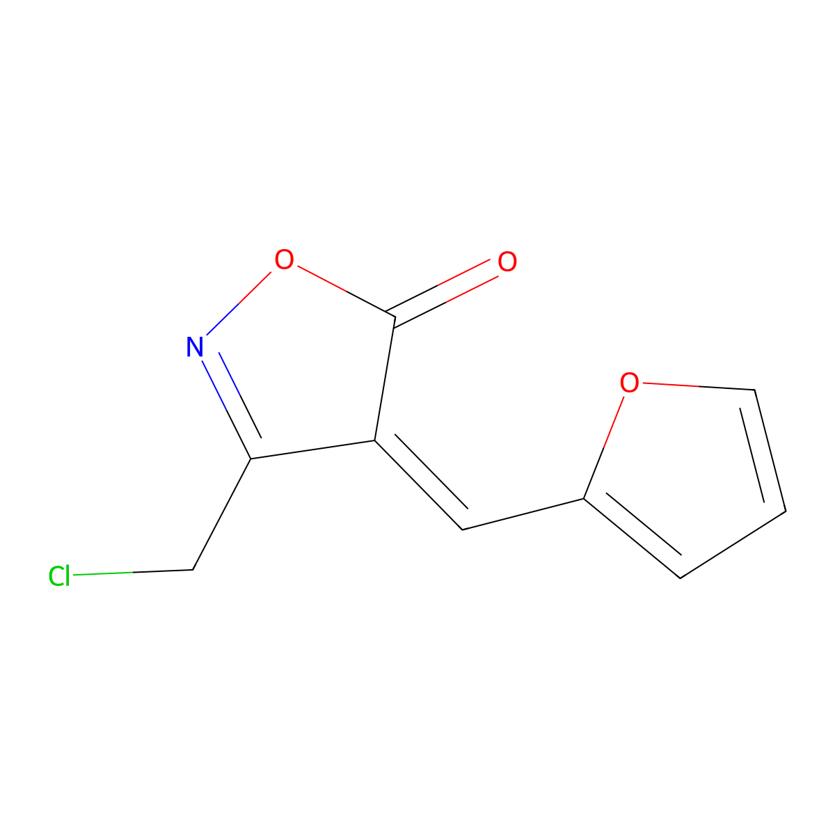 (4E)-3-(Chloromethyl)-4-(2-furylmethylene)-isoxazol-5(4H)-one molecular structure, CAS 1142199-26-5