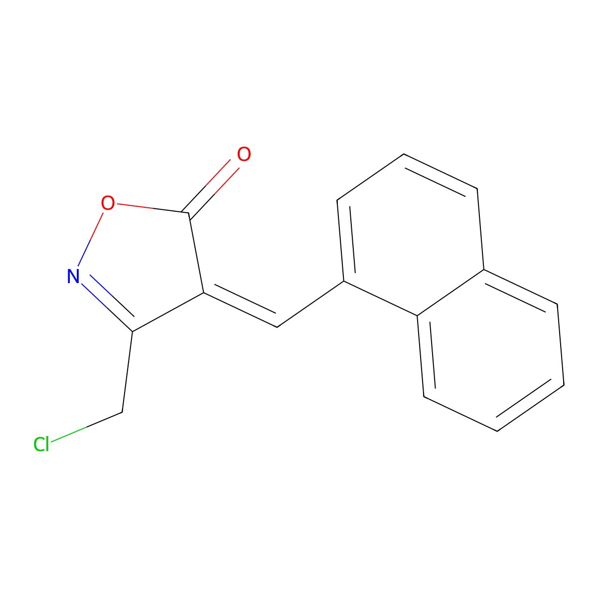 3-(Chloromethyl)-4-(naphthalen-1-ylmethylidene)-1,2-oxazol-5-one molecular structure, CAS 1142199-29-8