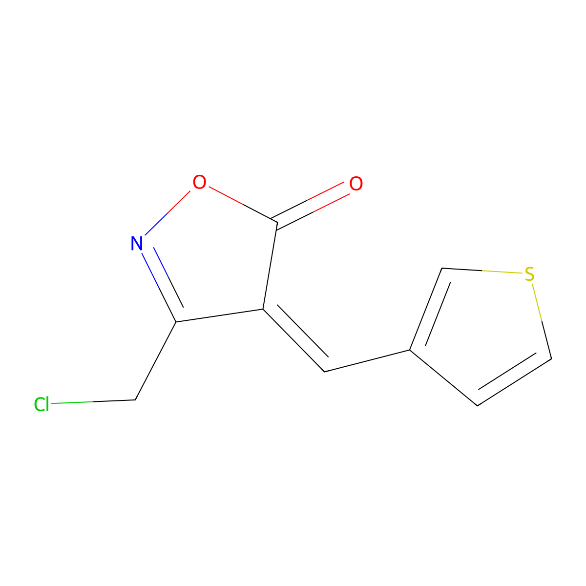 (4E)-3-(Chloromethyl)-4-(3-thienylmethylene)-isoxazol-5(4H)-one molecular structure, CAS 1142199-33-4