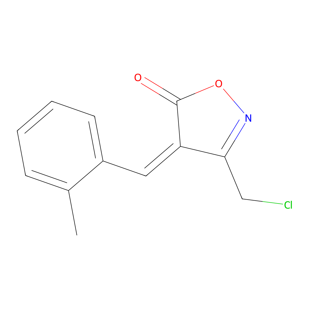 (4E)-3-(chloromethyl)-4-(2-methylbenzylidene)isoxazol-5(4H)-one molecular structure, CAS 1142199-39-0
