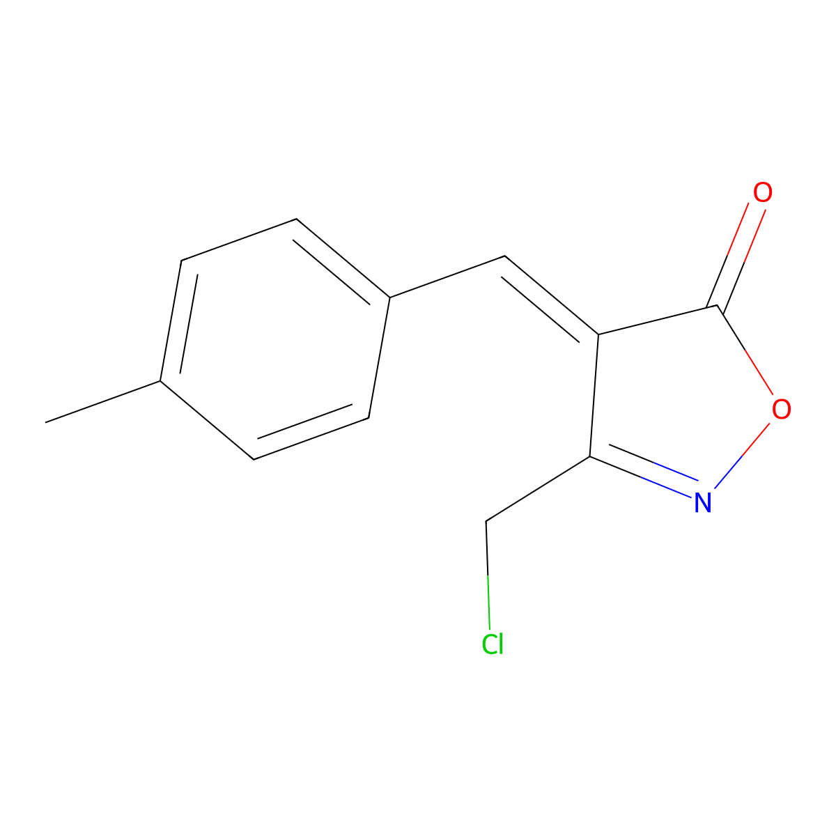 (4E)-3-(chloromethyl)-4-(4-methylbenzylidene)isoxazol-5(4H)-one molecular structure, CAS 1142199-45-8