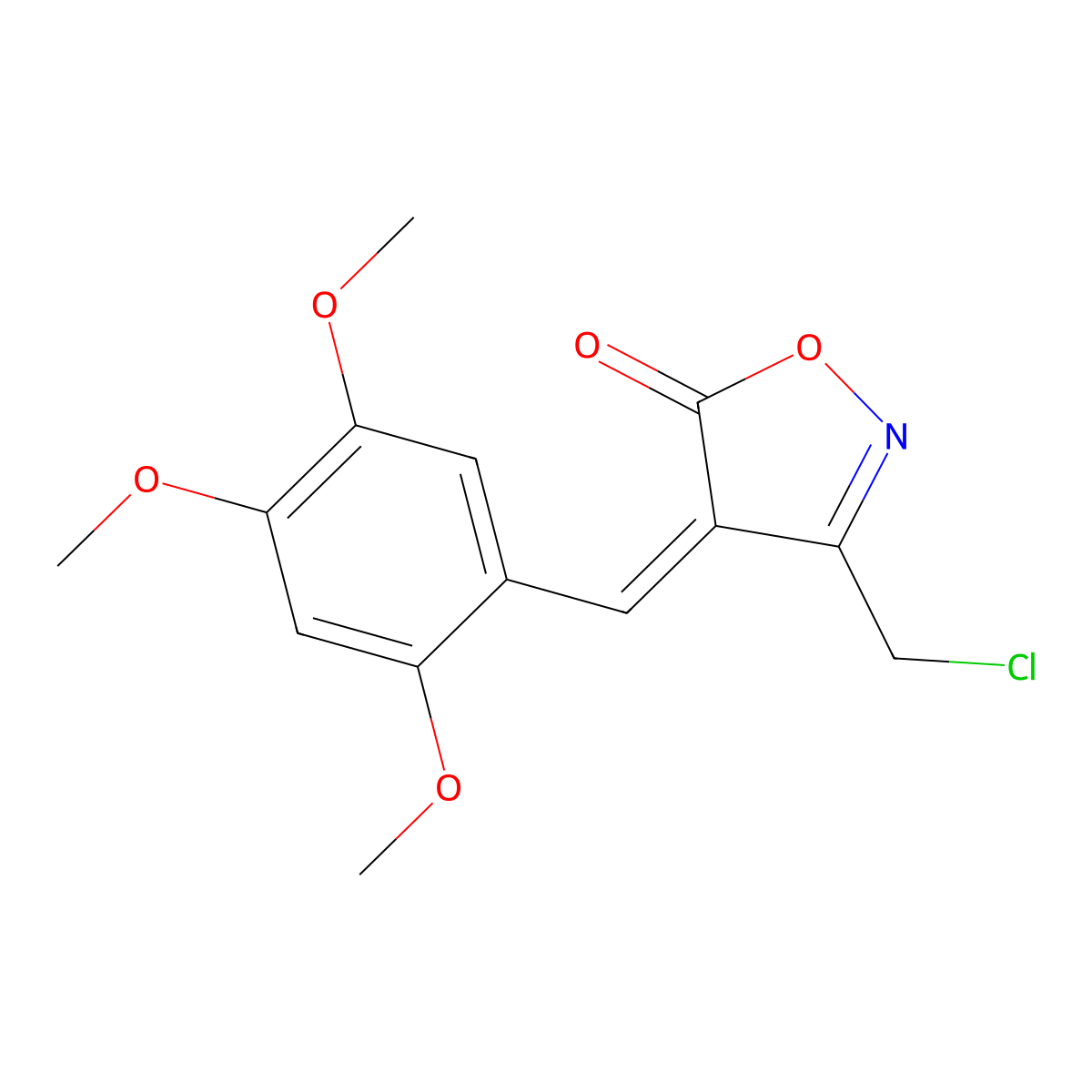 (4E)-3-(Chloromethyl)-4-(2,4,5-trimethoxy-benzylidene)isoxazol-5(4H)-one molecular structure, CAS 1142199-46-9
