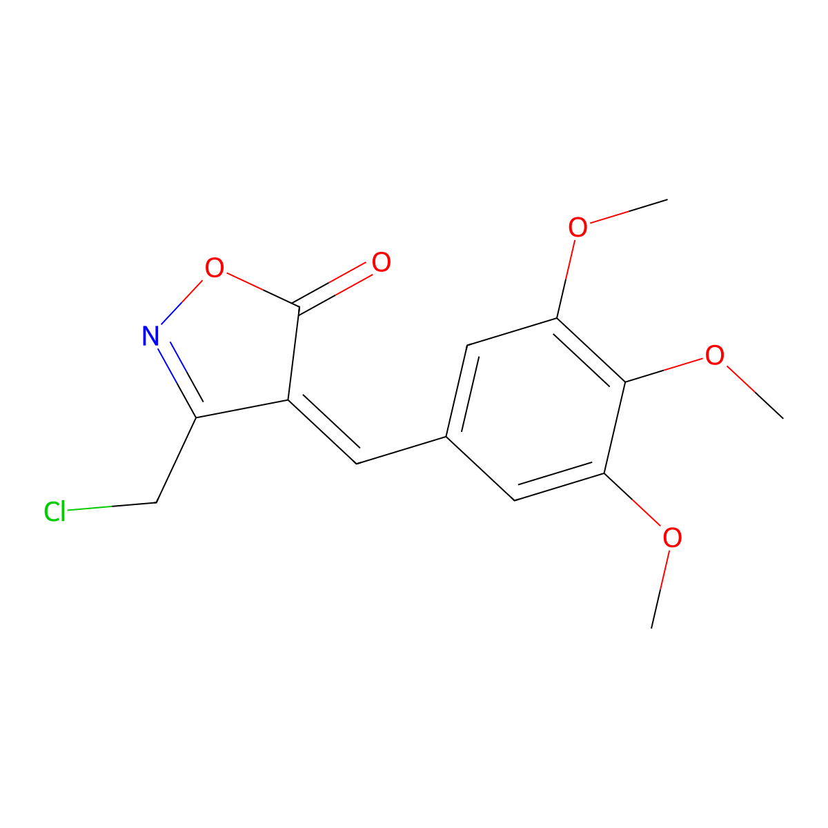 (4E)-3-(Chloromethyl)-4-(3,4,5-trimethoxy-benzylidene)isoxazol-5(4H)-one molecular structure, CAS 1142199-47-0