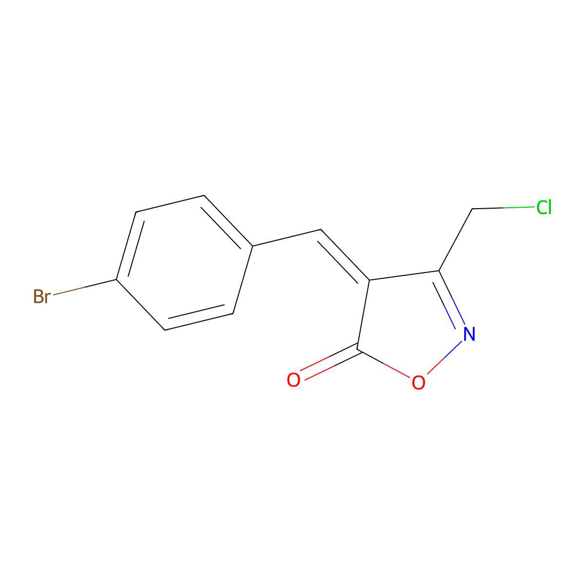 5(4H)-Isoxazolone, 4-[(4-bromophenyl)methylene]-3-(chloromethyl)- molecular structure, CAS 1142199-54-9