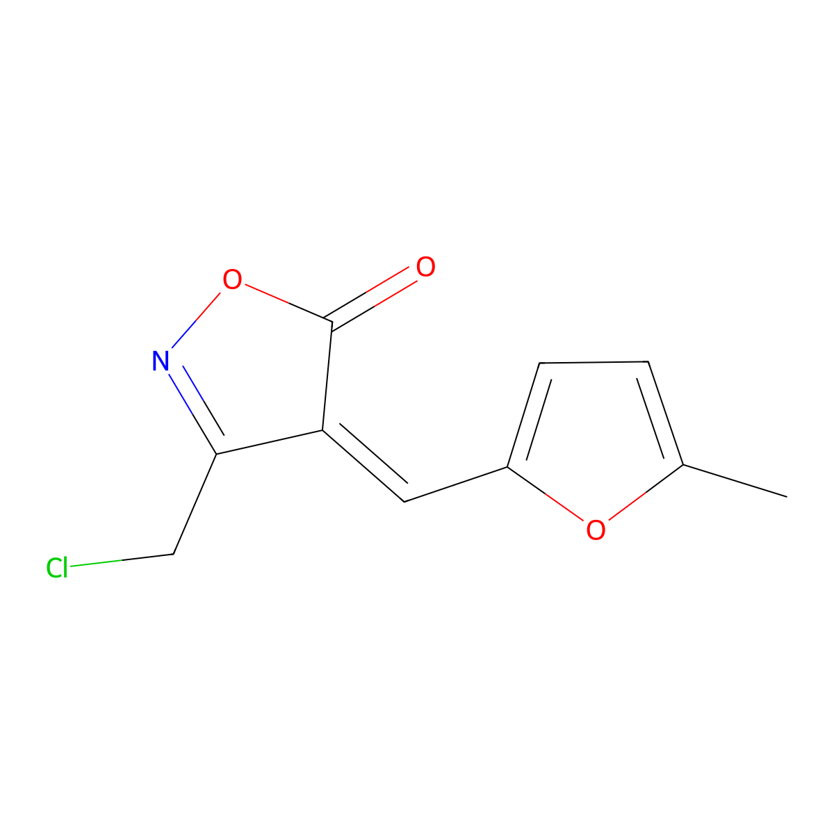 3-(Chloromethyl)-4-[(5-methylfuran-2-yl)methylidene]-1,2-oxazol-5-one molecular structure, CAS 1142199-65-2