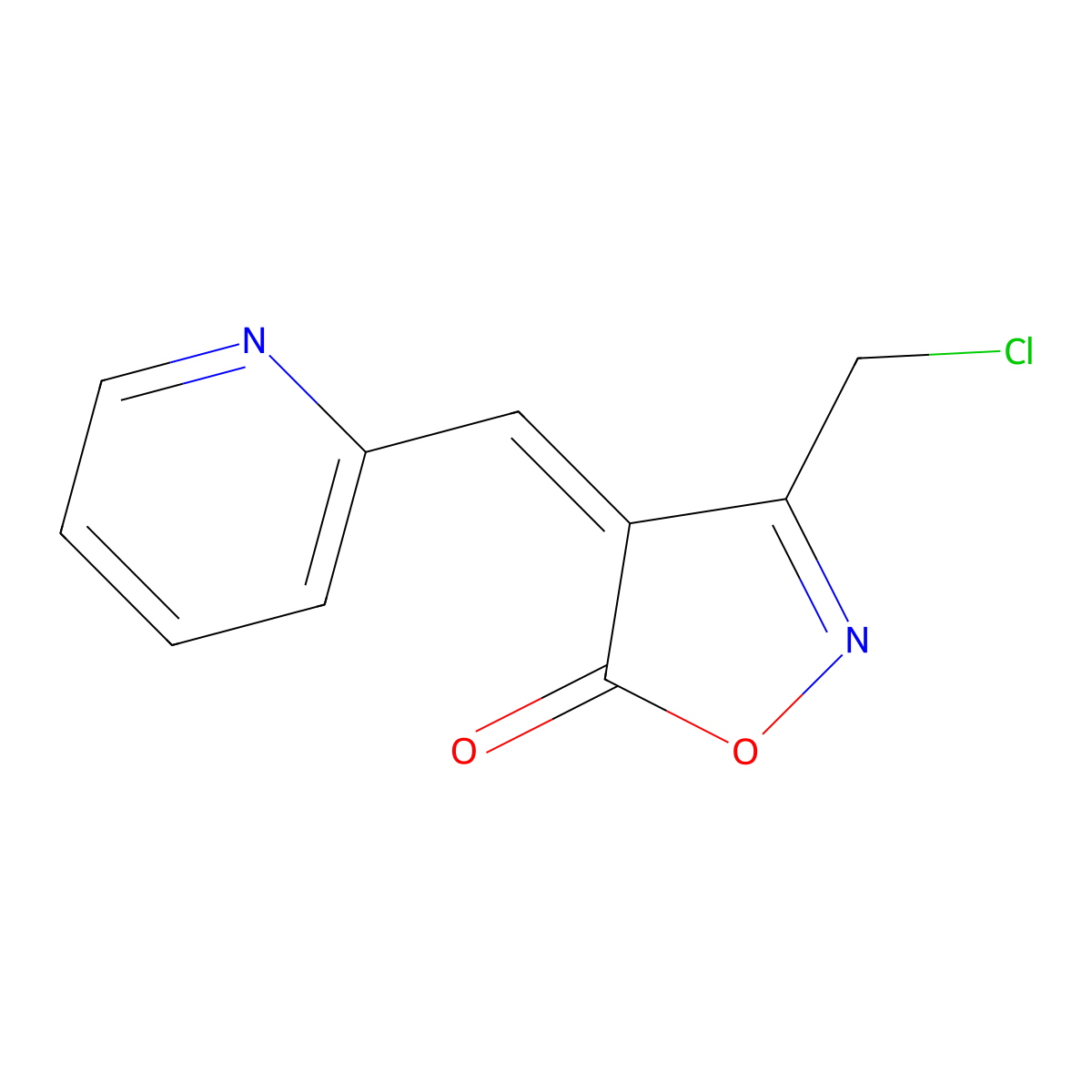 (4E)-3-(Chloromethyl)-4-(pyridin-2-ylmethylene)-isoxazol-5(4H)-one molecular structure, CAS 1142199-73-2