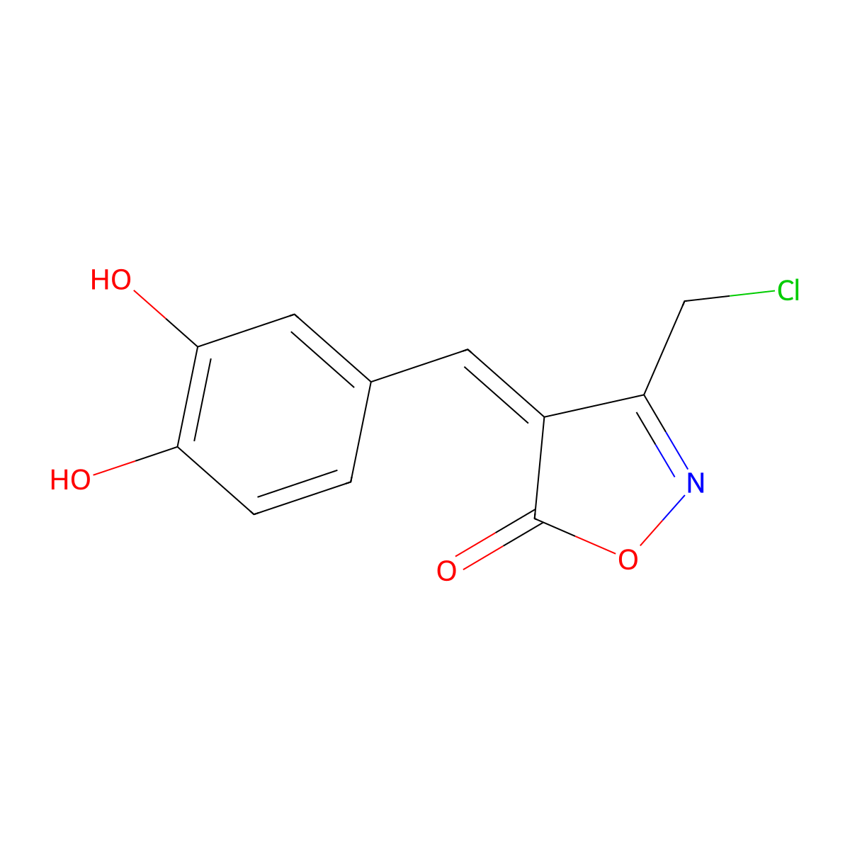 3-(Chloromethyl)-4-[(3,4-dihydroxyphenyl)methylidene]-1,2-oxazol-5-one molecular structure, CAS 1142199-74-3
