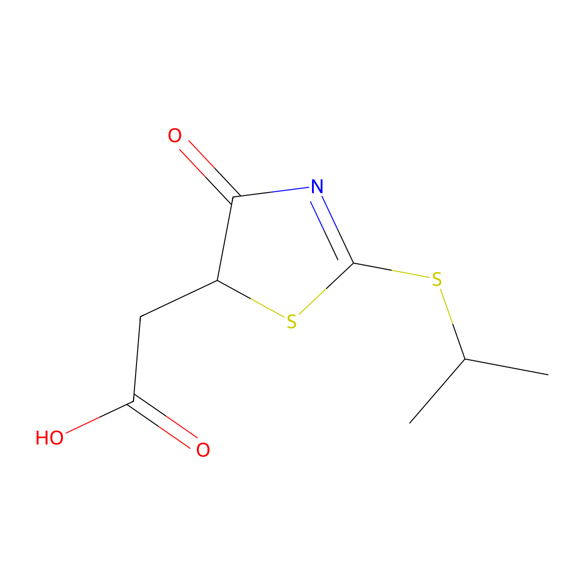 [2-(Isopropylthio)-4-oxo-4,5-dihydro-1,3-thiazol-5-yl]acetic acid molecular structure, CAS 1142201-36-2