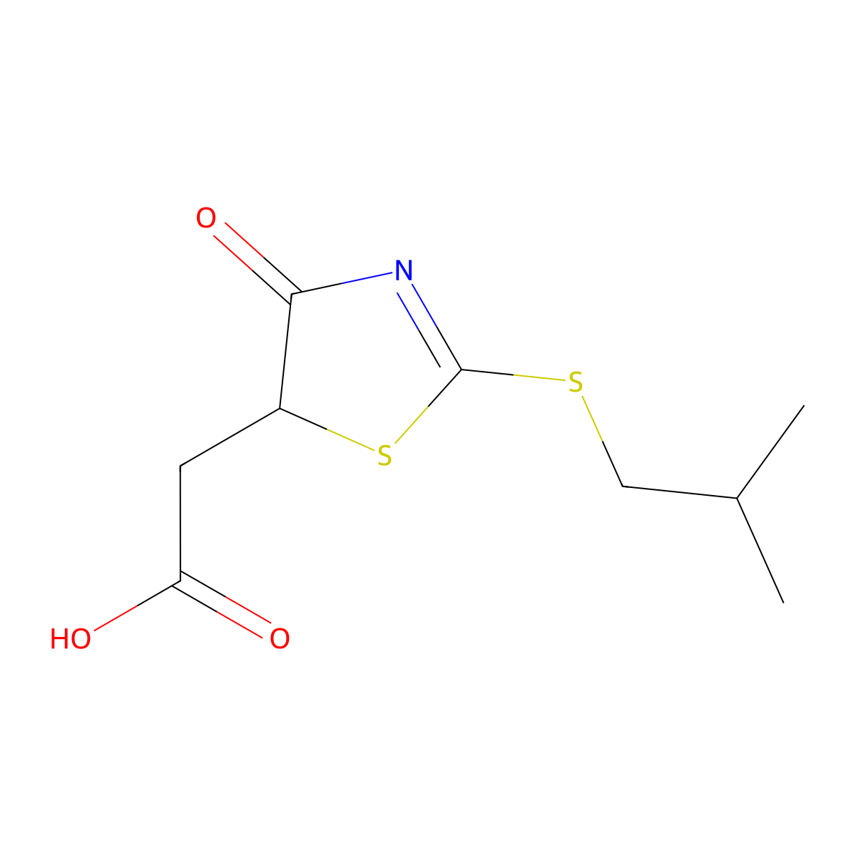 [2-(Isobutylthio)-4-oxo-4,5-dihydro-1,3-thiazol-5-yl]acetic acid molecular structure, CAS 1142201-38-4