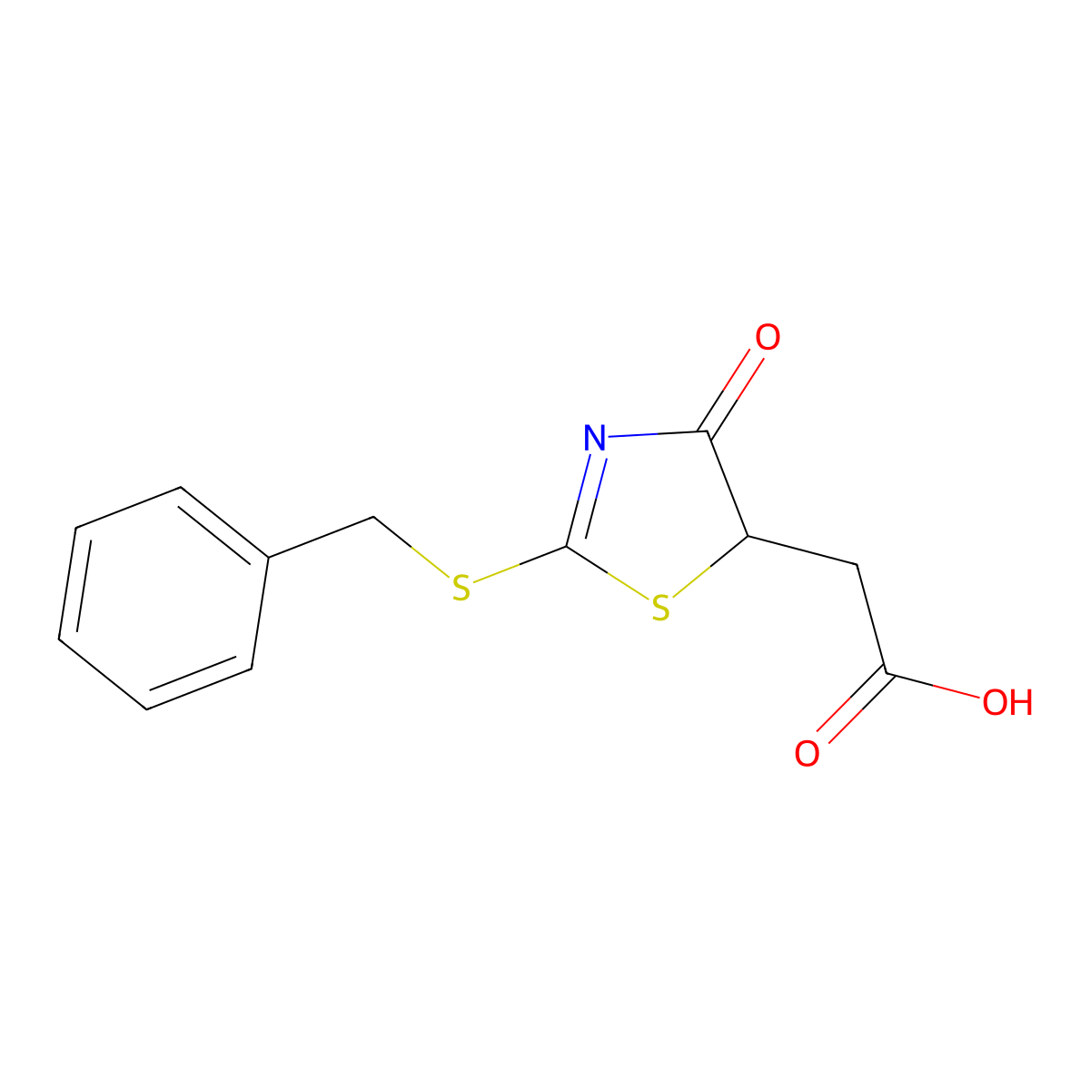 [2-(Benzylthio)-4-oxo-4,5-dihydro-1,3-thiazol-5-yl]acetic acid molecular structure, CAS 1142201-40-8