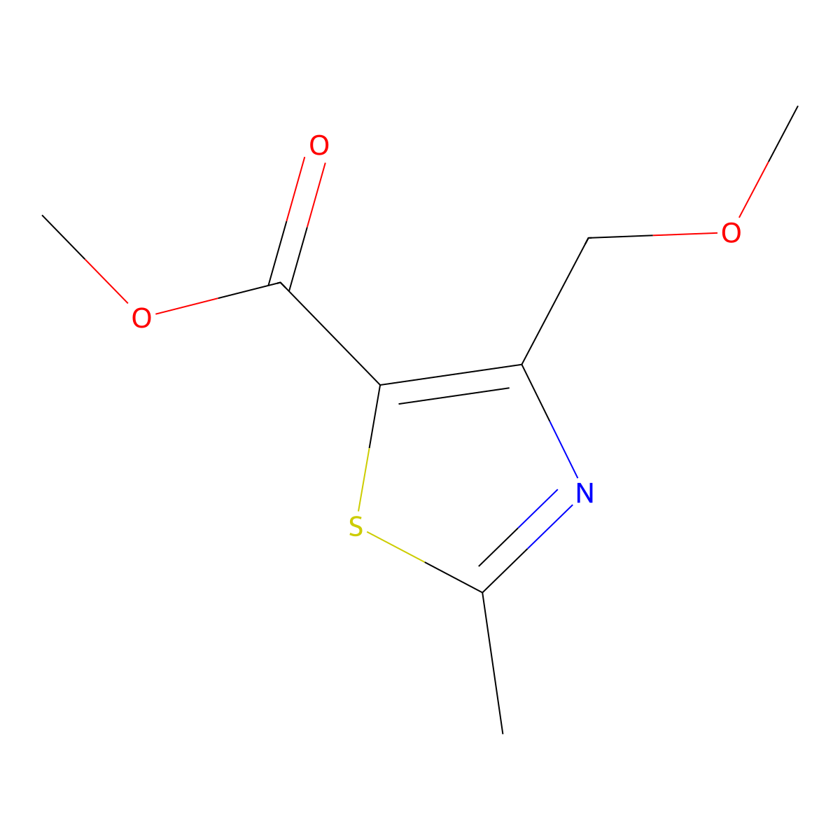 Methyl 4-(methoxymethyl)-2-methyl-1,3-thiazole-5-carboxylate molecular structure, CAS 1142201-64-6