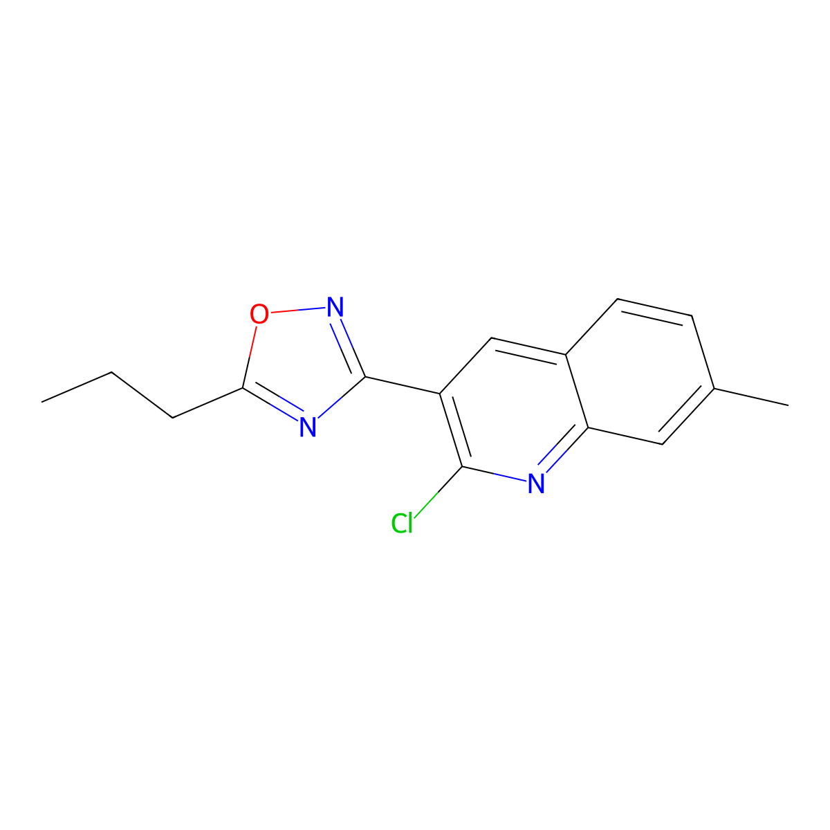 2-Chloro-7-methyl-3-(5-propyl-1,2,4-oxadiazol-3-yl)quinoline molecular structure, CAS 1142201-66-8