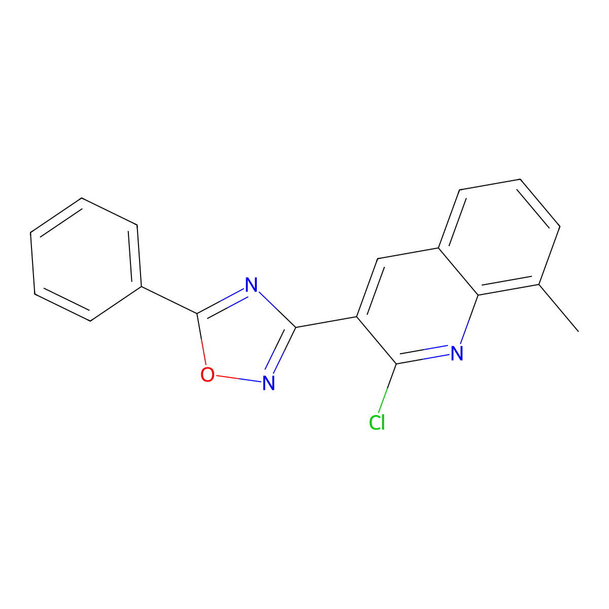 2-Chloro-8-methyl-3-(5-phenyl-1,2,4-oxadiazol-3-yl)quinoline molecular structure, CAS 1142201-67-9