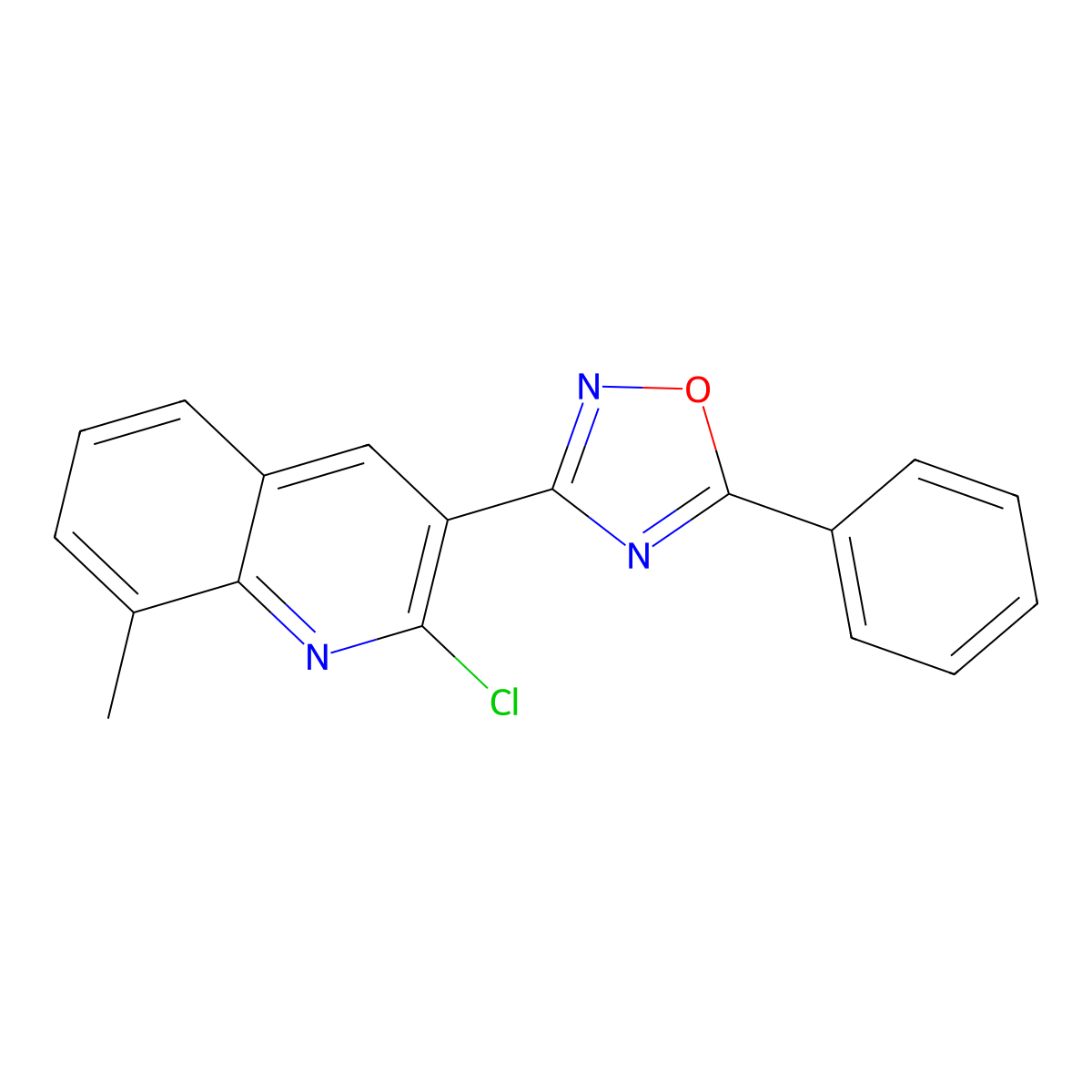 2-Chloro-8-methyl-3-(5-phenyl-1,2,4-oxadiazol-3-yl)quinoline molecular structure, CAS 1142201-67-9