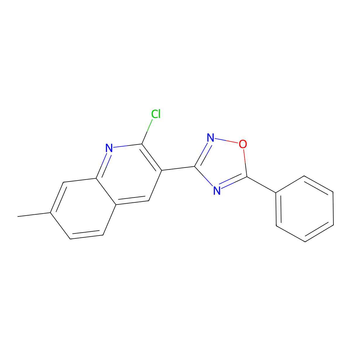 2-Chloro-7-methyl-3-(5-phenyl-1,2,4-oxadiazol-3-yl)quinoline molecular structure, CAS 1142201-73-7