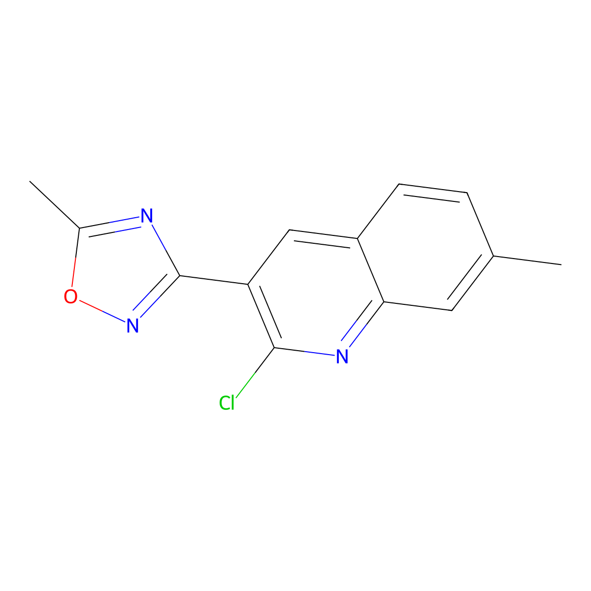 2-Chloro-7-methyl-3-(5-methyl-1,2,4-oxadiazol-3-yl)quinoline molecular structure, CAS 1142201-75-9