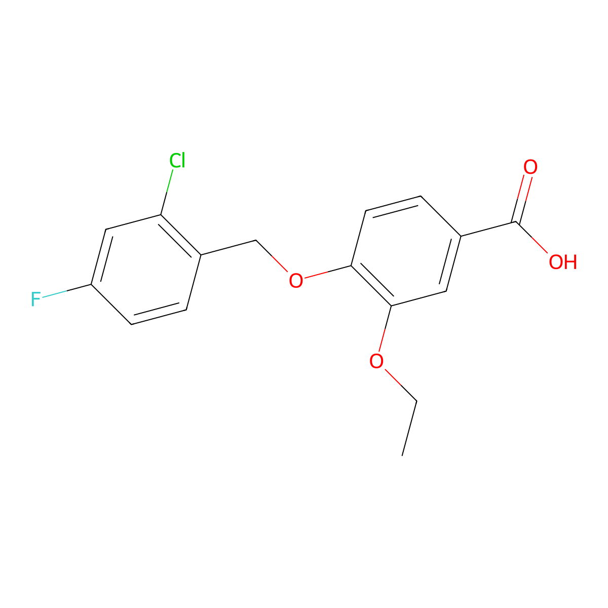 4-[(2-Chloro-4-fluorobenzyl)oxy]-3-ethoxybenzoic acid molecular structure, CAS 1142201-95-3