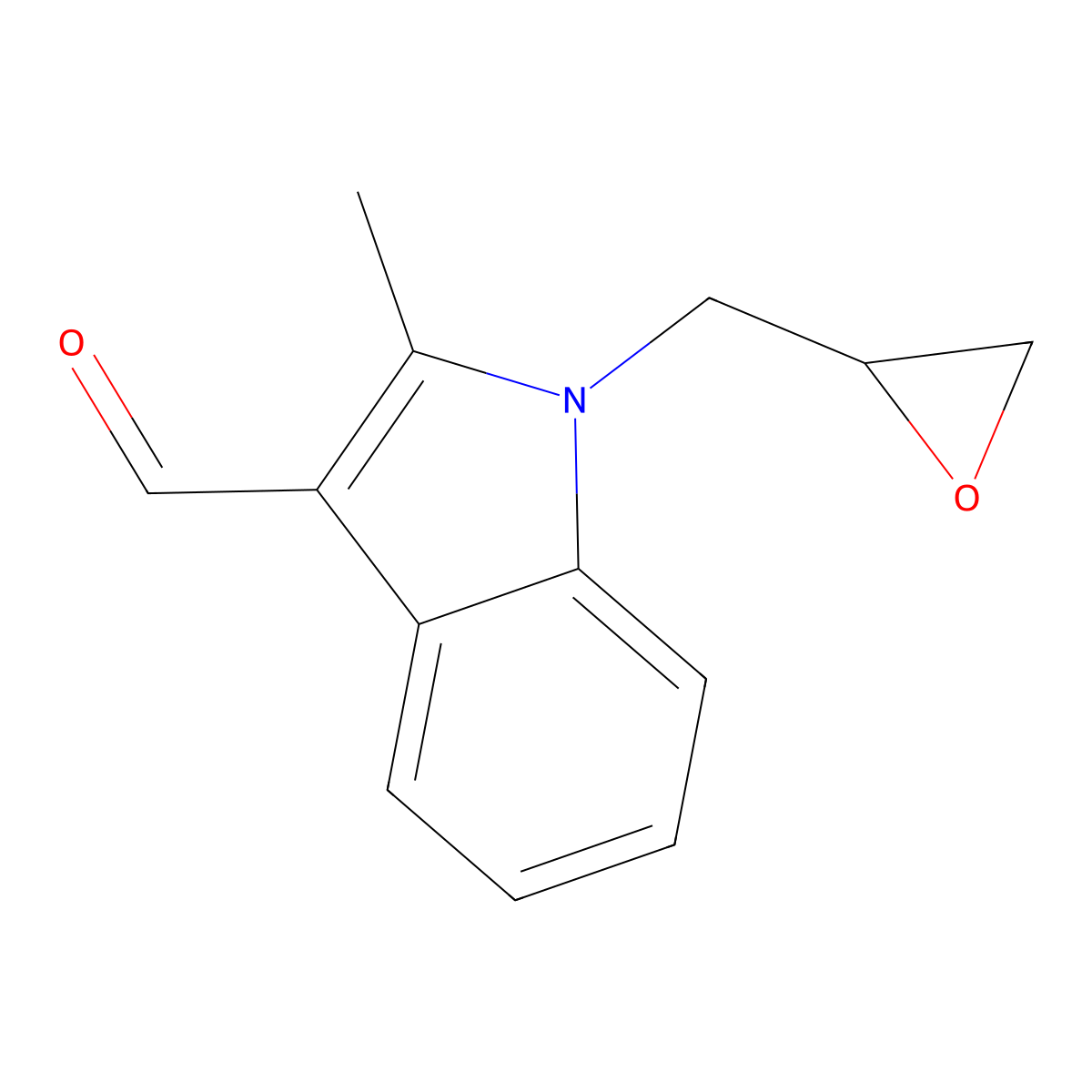 2-methyl-1-(oxiran-2-ylmethyl)-1H-indole-3-carbaldehyde molecular structure, CAS 1142202-07-0