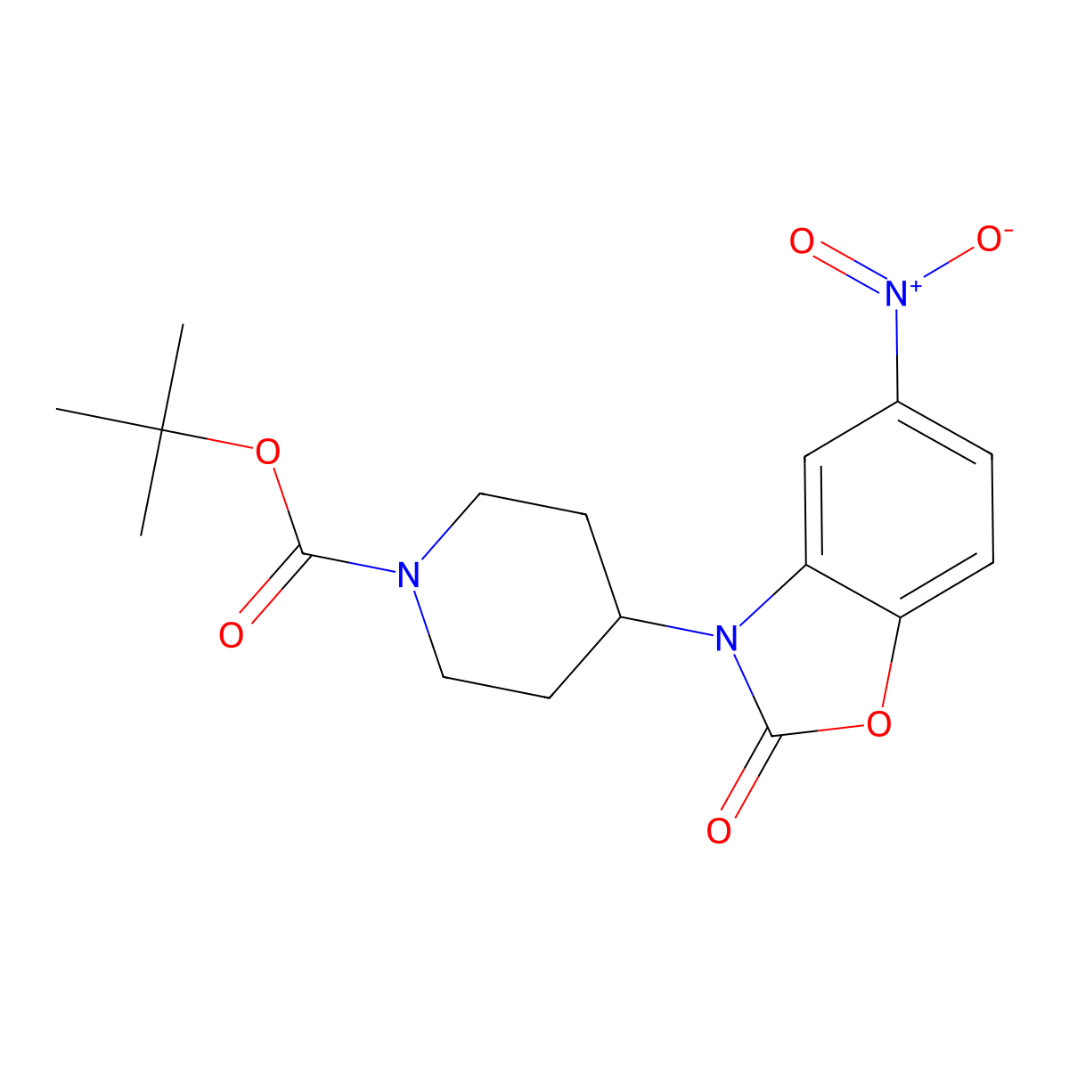 tert-butyl 4-(5-nitro-2-oxo-1,3-benzoxazol-3(2H)-yl)piperidine-1-carboxylate molecular structure, CAS 1142202-17-2
