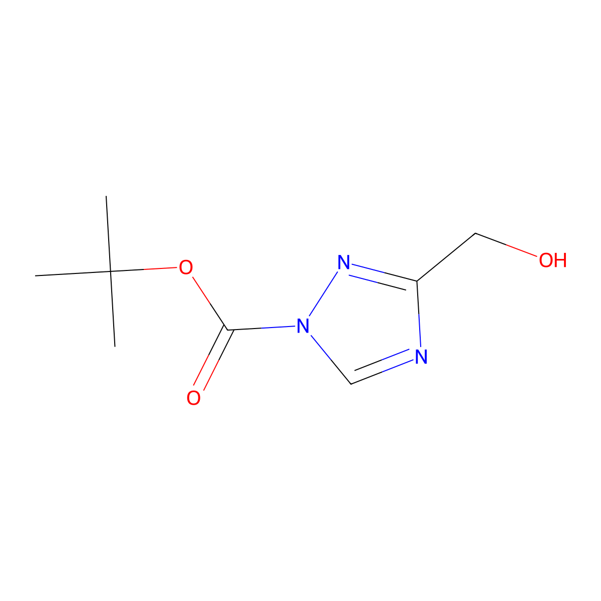 tert-butyl 3-(hydroxymethyl)-1H-1,2,4-triazole-1-carboxylate molecular structure, CAS 1142202-21-8