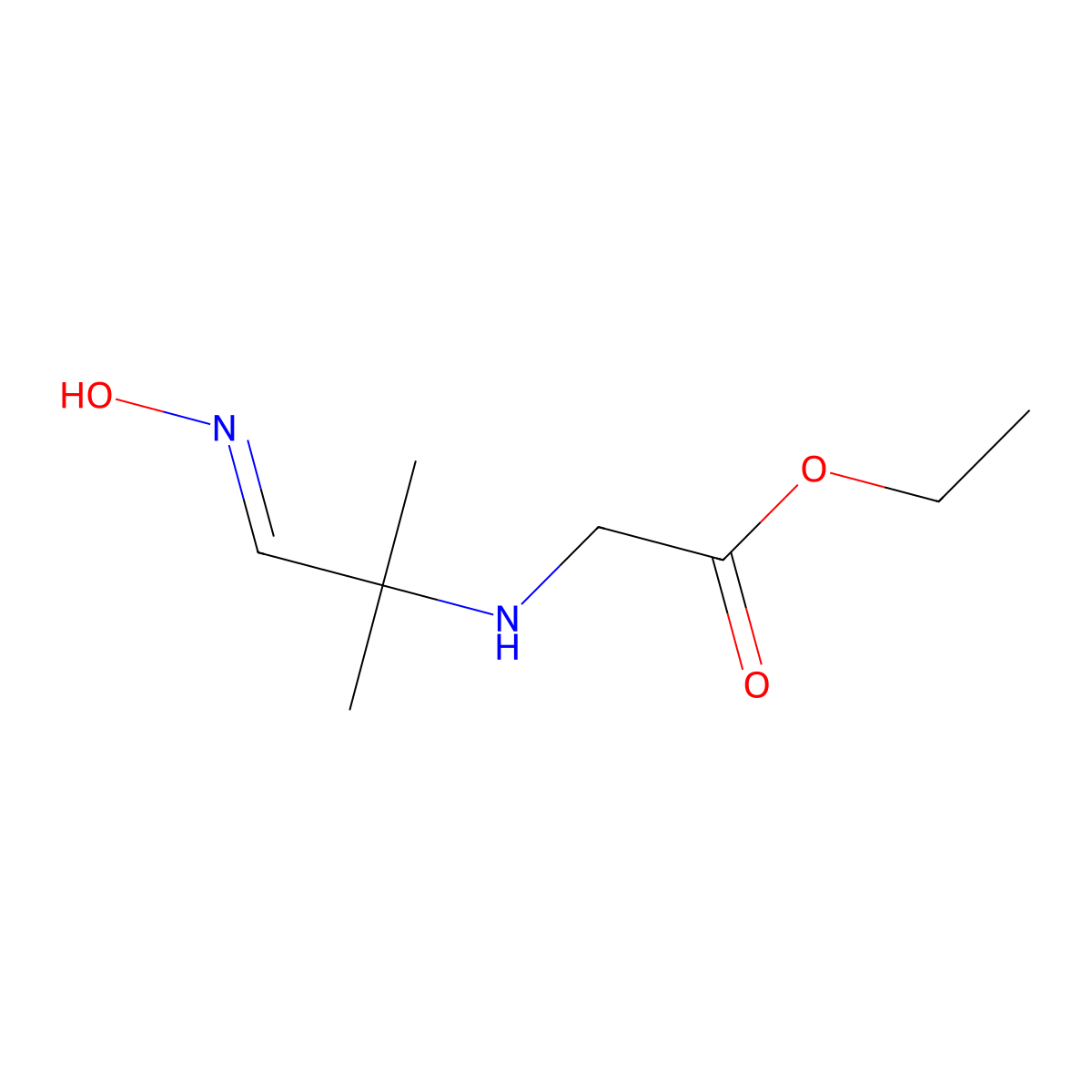 Ethyl 2-((1-(hydroxyimino)-2-methylpropan-2-yl)amino)acetate molecular structure, CAS 1142202-27-4
