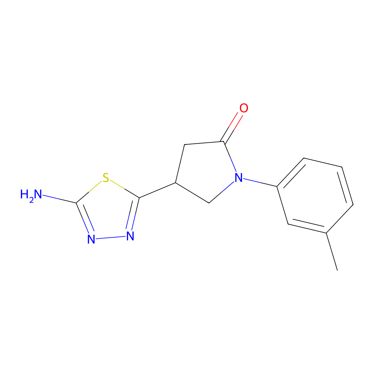 4-(5-Amino-1,3,4-thiadiazol-2-yl)-1-(3-methylphenyl)pyrrolidin-2-one molecular structure, CAS 1142202-29-6