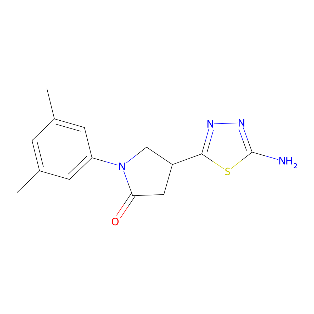 4-(5-Amino-1,3,4-thiadiazol-2-yl)-1-(3,5-dimethylphenyl)pyrrolidin-2-one molecular structure, CAS 1142202-30-9