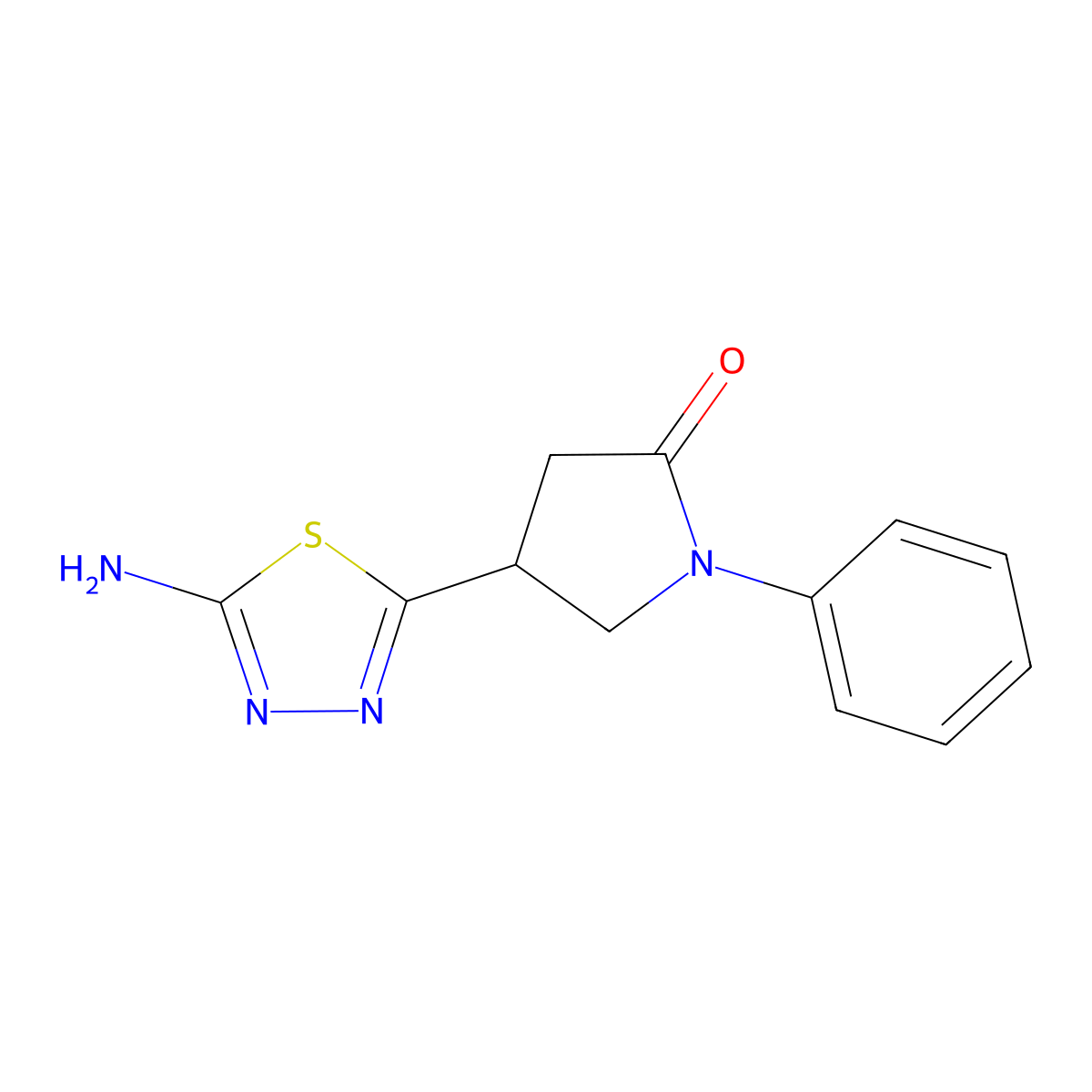 4-(5-Amino-1,3,4-thiadiazol-2-yl)-1-phenylpyrrolidin-2-one molecular structure, CAS 1142202-31-0