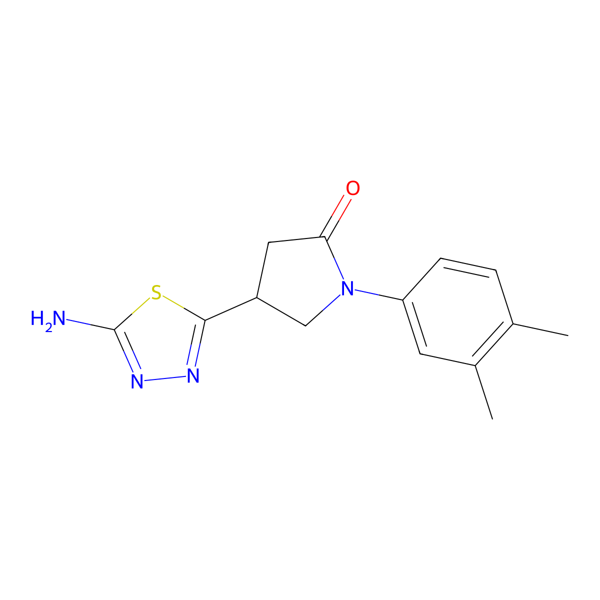 4-(5-Amino-1,3,4-thiadiazol-2-yl)-1-(3,4-dimethylphenyl)pyrrolidin-2-one molecular structure, CAS 1142202-34-3