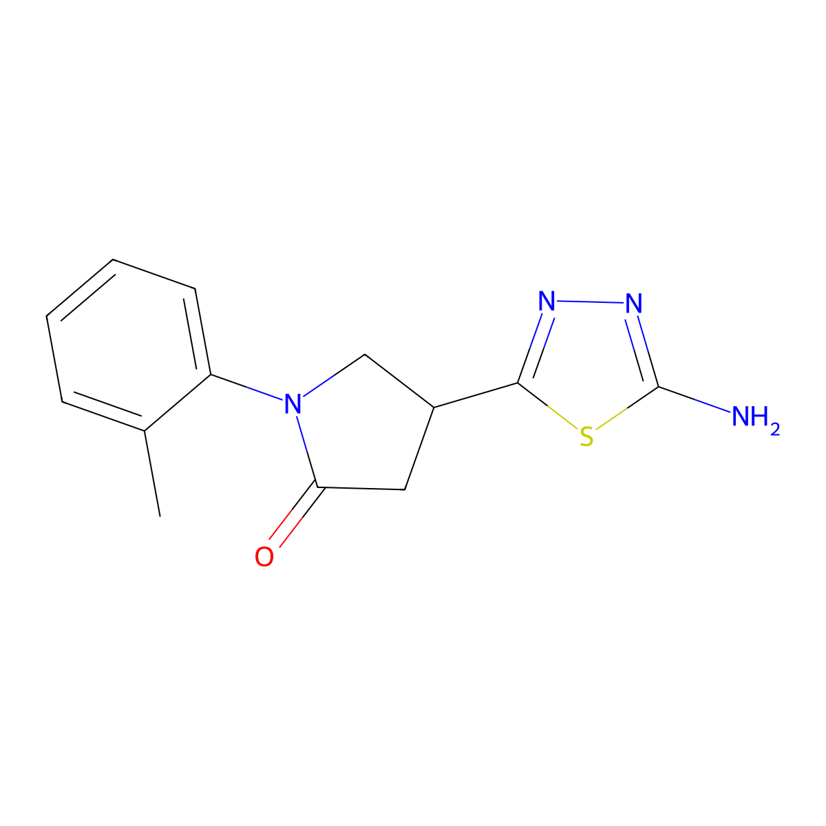 4-(5-Amino-1,3,4-thiadiazol-2-yl)-1-(2-methylphenyl)pyrrolidin-2-one molecular structure, CAS 1142202-37-6