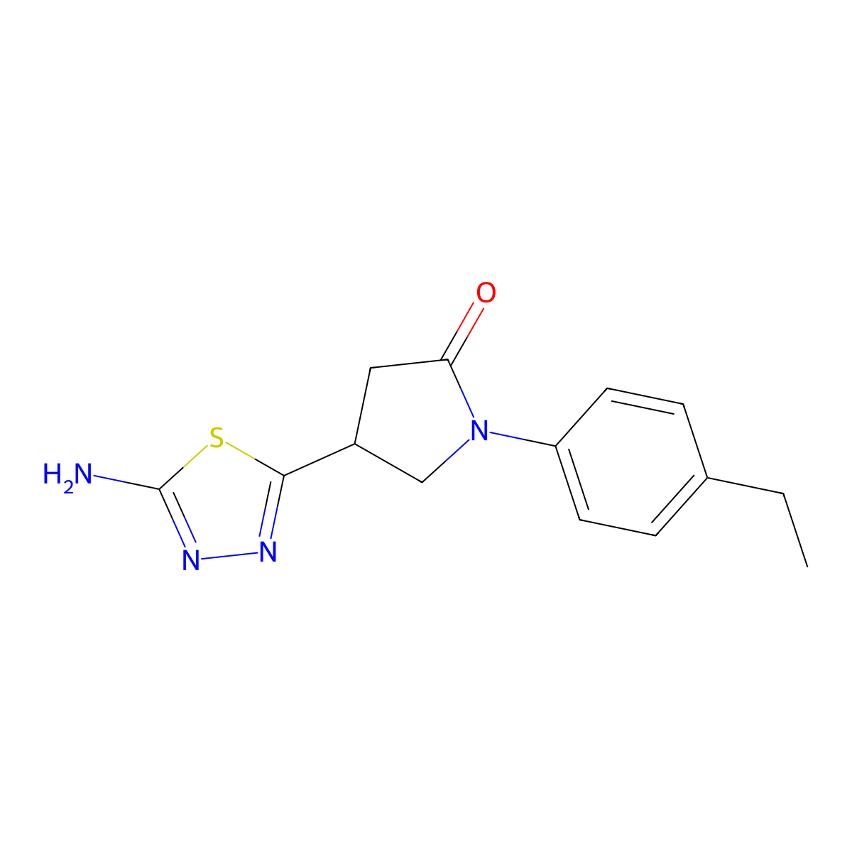 4-(5-Amino-1,3,4-thiadiazol-2-yl)-1-(4-ethylphenyl)pyrrolidin-2-one molecular structure, CAS 1142202-38-7