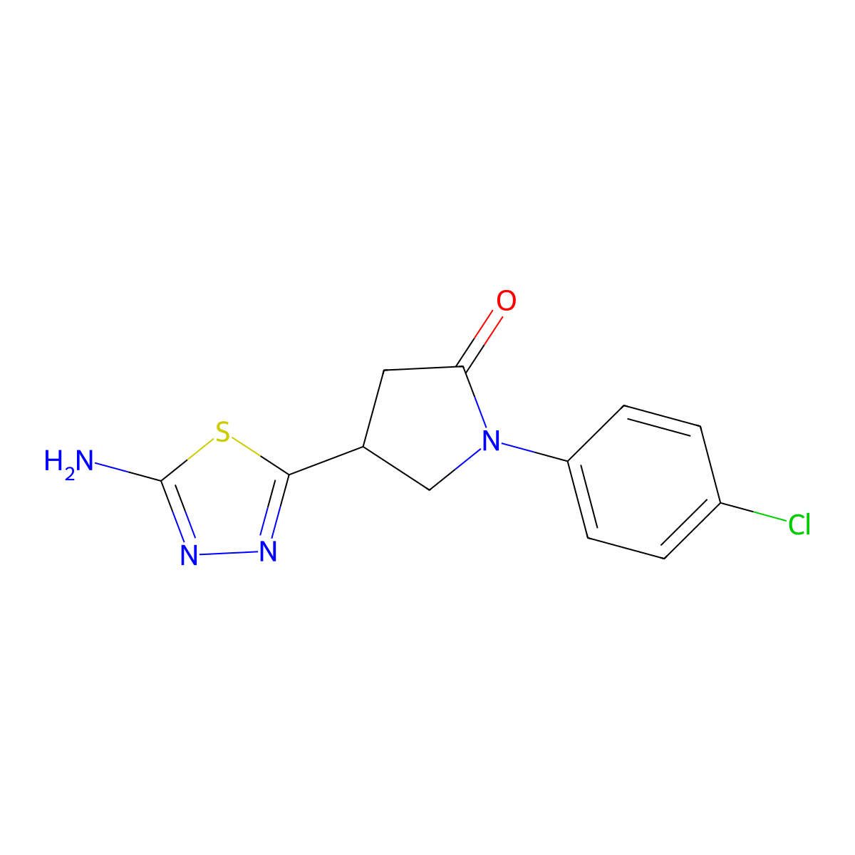 4-(5-Amino-1,3,4-thiadiazol-2-yl)-1-(4-chlorophenyl)pyrrolidin-2-one molecular structure, CAS 1142202-39-8