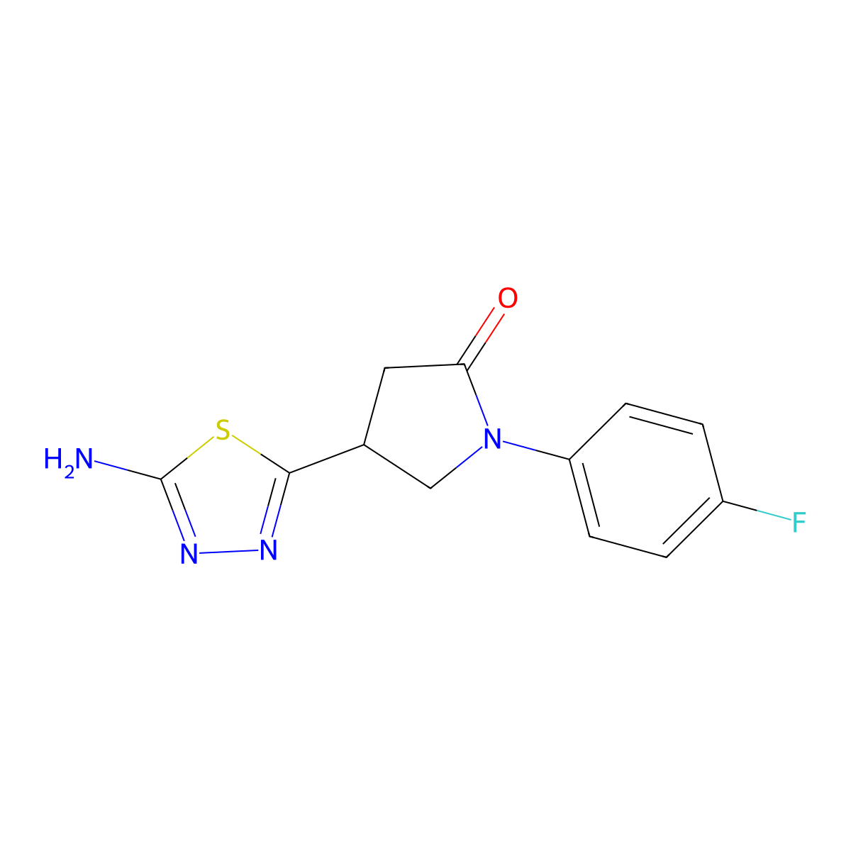 4-(5-Amino-1,3,4-thiadiazol-2-yl)-1-(4-fluorophenyl)pyrrolidin-2-one molecular structure, CAS 1142202-45-6