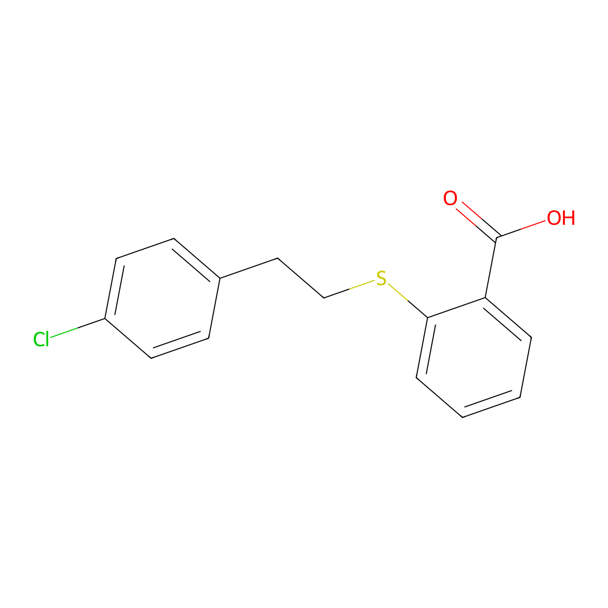 2-{[2-(4-Chlorophenyl)ethyl]thio}benzoic acid molecular structure, CAS 1142202-47-8