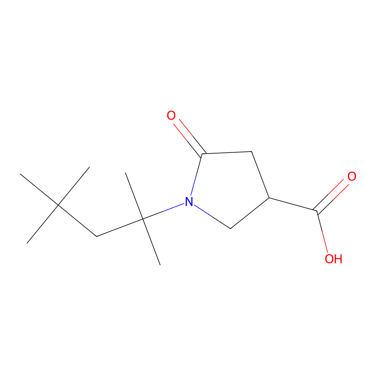 5-Oxo-1-(1,1,3,3-tetramethylbutyl)pyrrolidine-3-carboxylic acid molecular structure, CAS 1142202-54-7