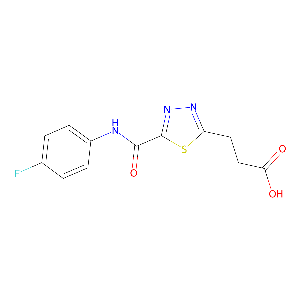 3-(5-{[(4-Fluorophenyl)amino]carbonyl}-1,3,4-thiadiazol-2-yl)propanoic acid molecular structure, CAS 1142202-61-6