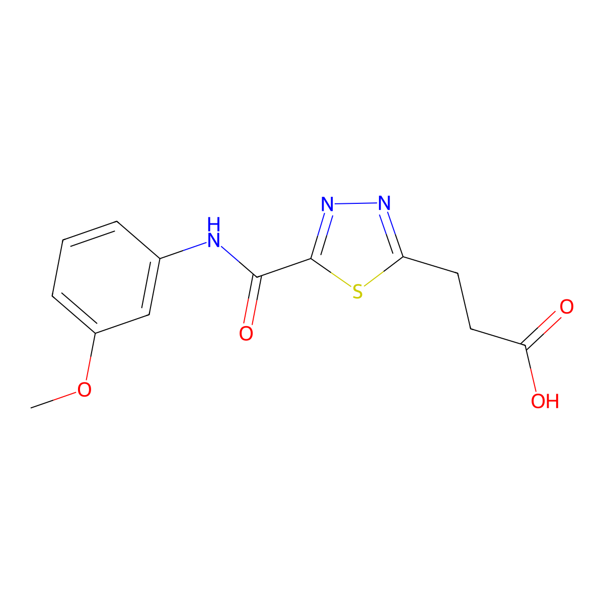 3-(5-{[(3-Methoxyphenyl)amino]carbonyl}-1,3,4-thiadiazol-2-yl)propanoic acid molecular structure, CAS 1142202-63-8