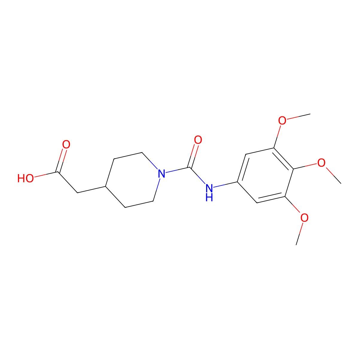 (1-{[(3,4,5-Trimethoxyphenyl)amino]-carbonyl}piperidin-4-YL)acetic acid molecular structure, CAS 1142202-68-3