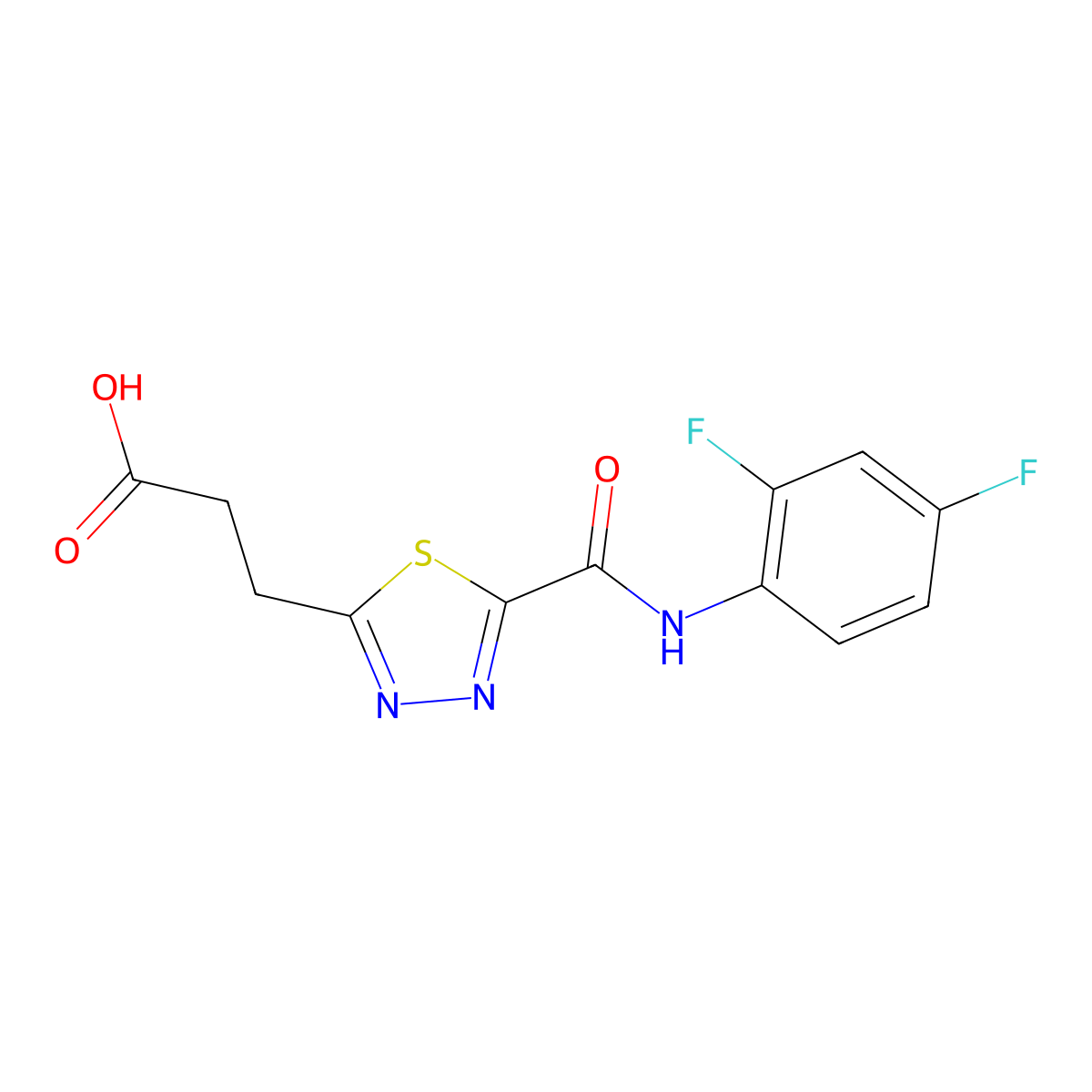 3-(5-{[(2,4-Difluorophenyl)amino]carbonyl}-1,3,4-thiadiazol-2-yl)propanoic acid molecular structure, CAS 1142202-71-8