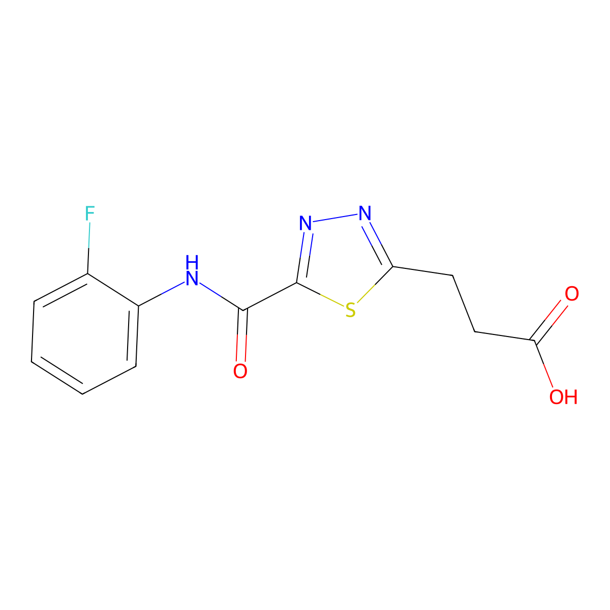 3-(5-{[(2-Fluorophenyl)amino]carbonyl}-1,3,4-thiadiazol-2-yl)propanoic acid molecular structure, CAS 1142202-72-9