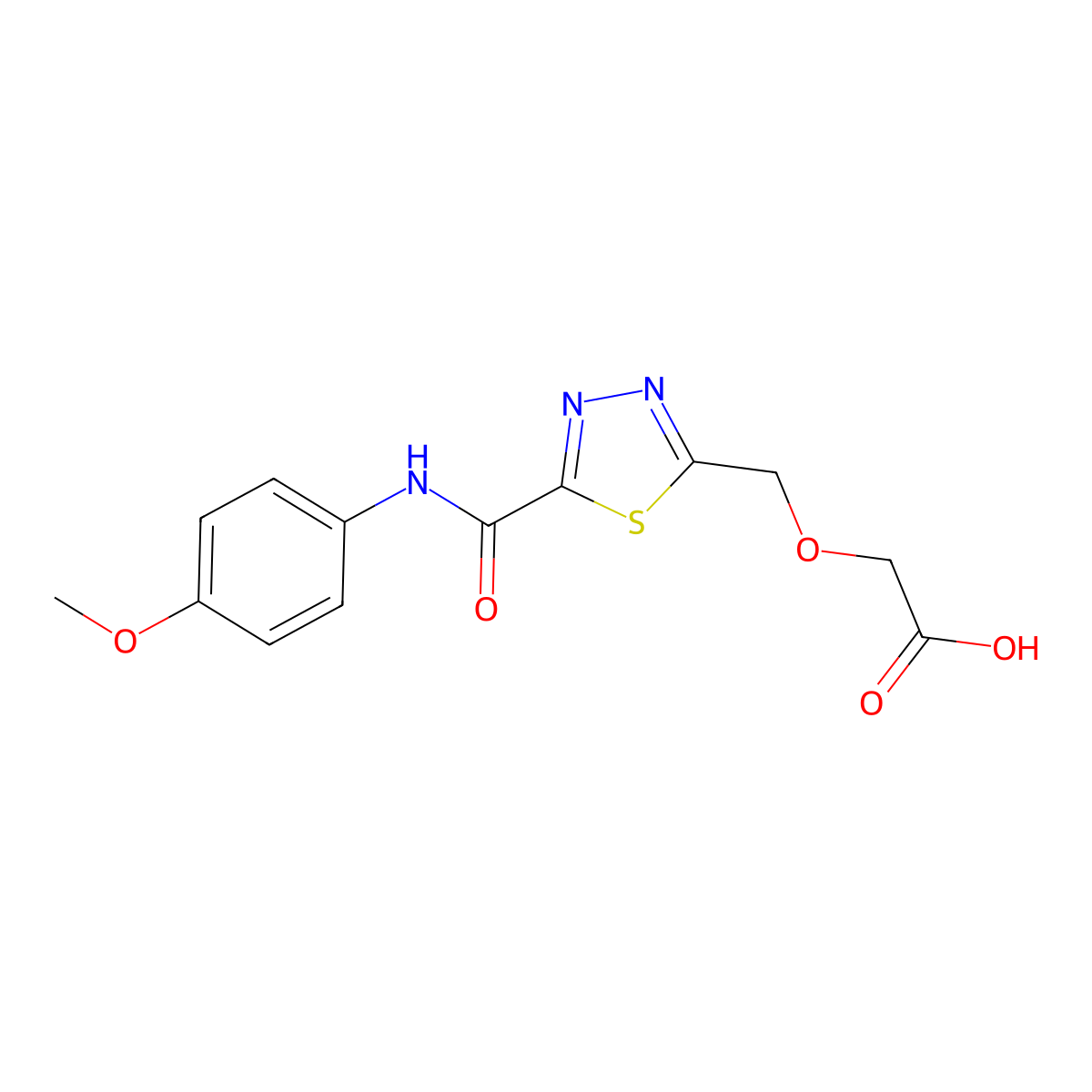 [(5-{[(4-Methoxyphenyl)amino]carbonyl}-1,3,4-thiadiazol-2-yl)methoxy]acetic acid molecular structure, CAS 1142202-78-5