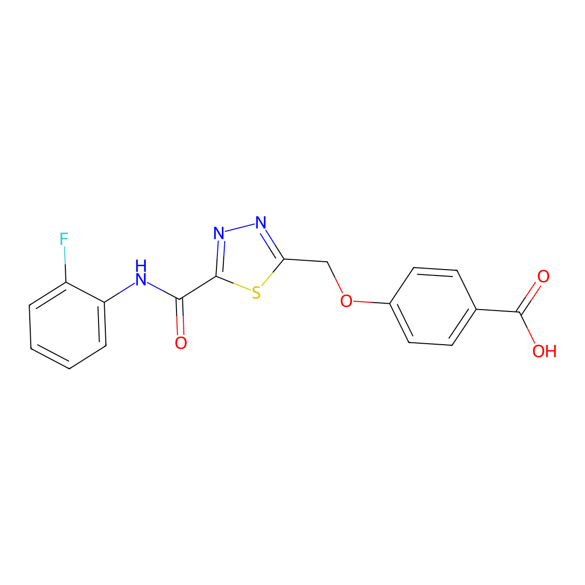 4-[(5-{[(2-Fluorophenyl)amino]carbonyl}-1,3,4-thiadiazol-2-yl)methoxy]benzoic acid molecular structure, CAS 1142202-82-1