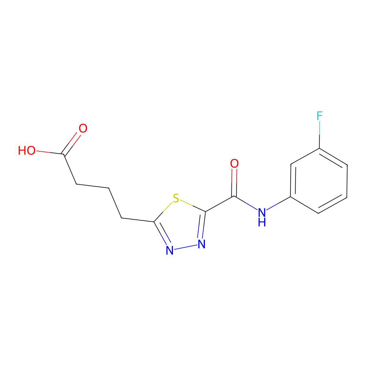 4-(5-{[(3-Fluorophenyl)amino]carbonyl}-1,3,4-thiadiazol-2-yl)butanoic acid molecular structure, CAS 1142202-89-8