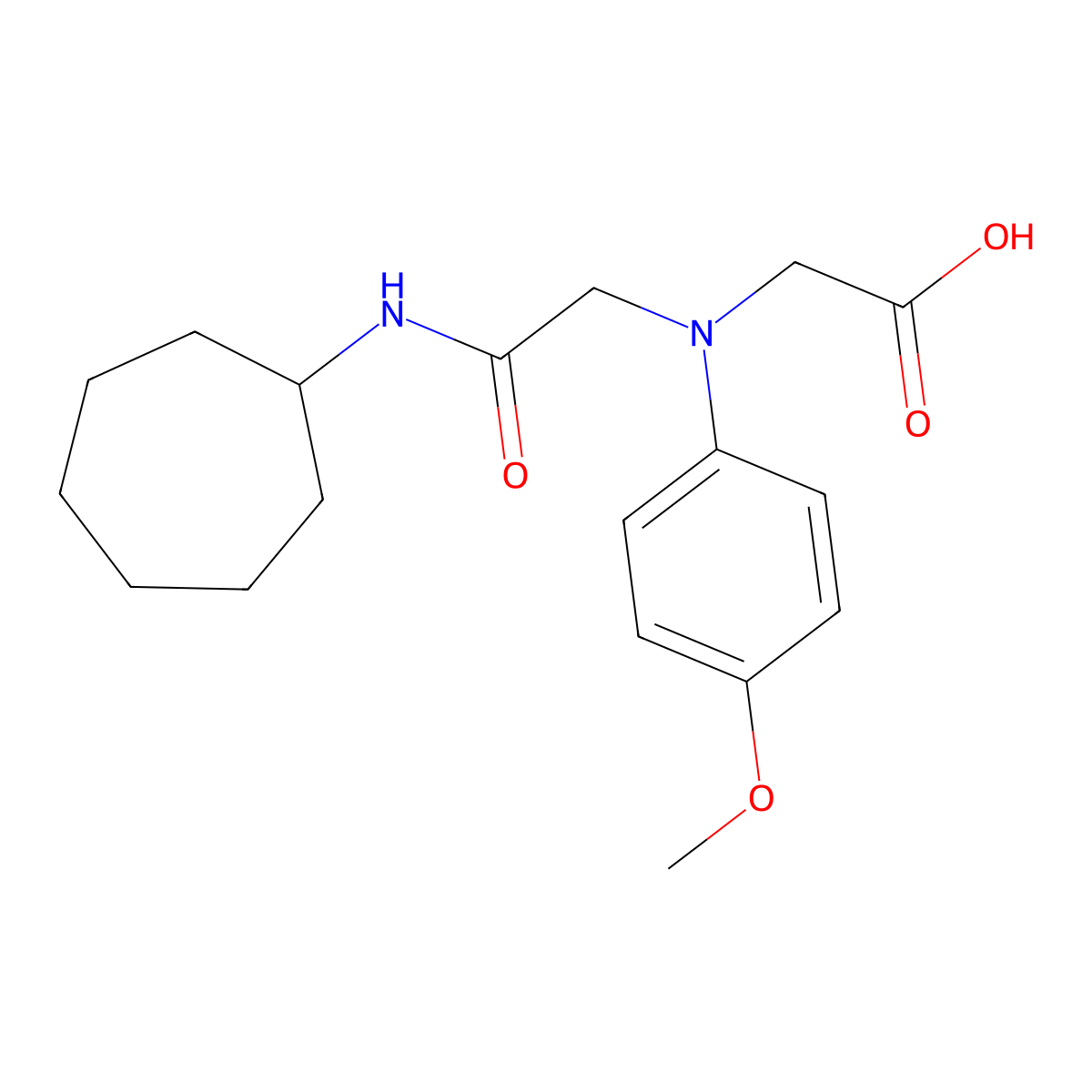 [[2-(Cycloheptylamino)-2-oxoethyl]-(4-methoxyphenyl)amino]acetic acid molecular structure, CAS 1142204-50-9